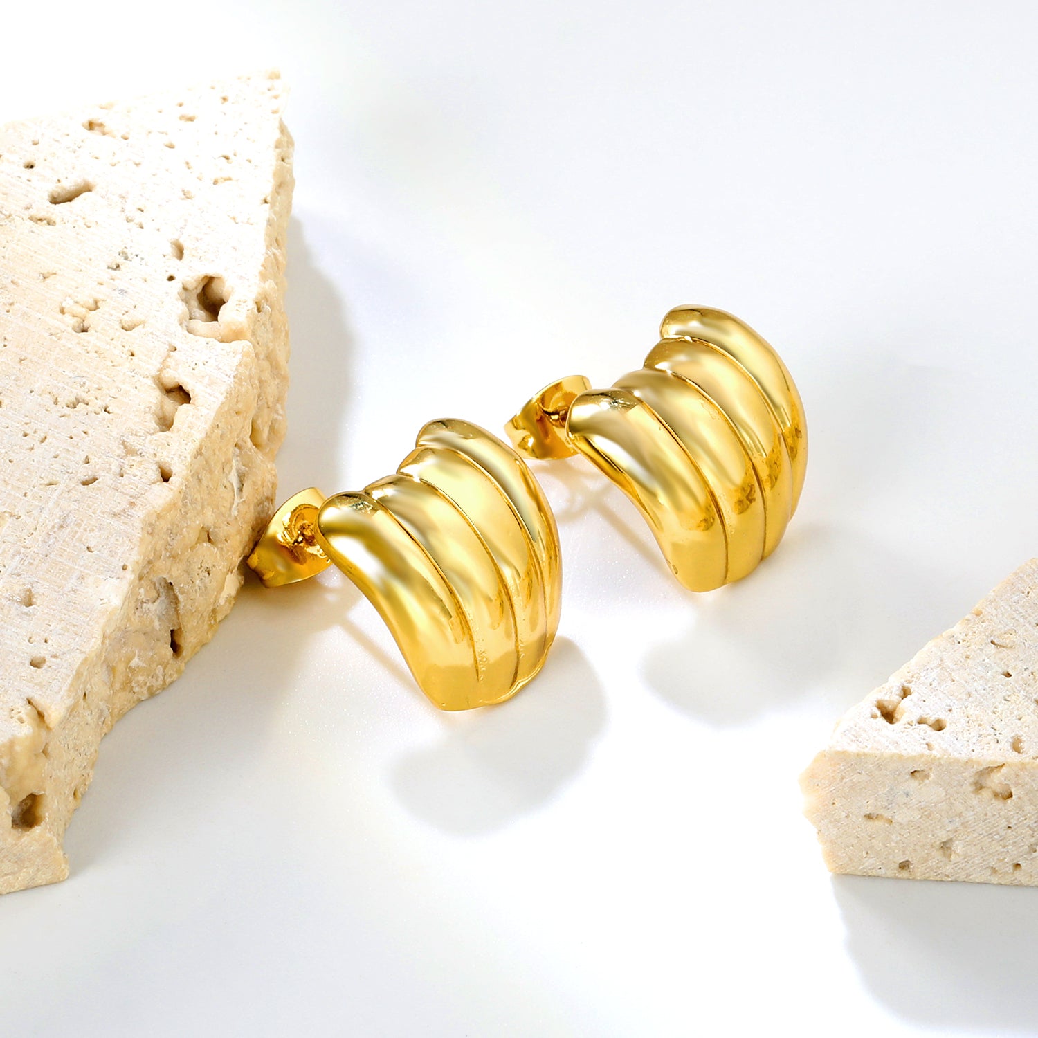 Golden banana oil drop earrings jewelry suppliers High-resolution Lifestyle Photos