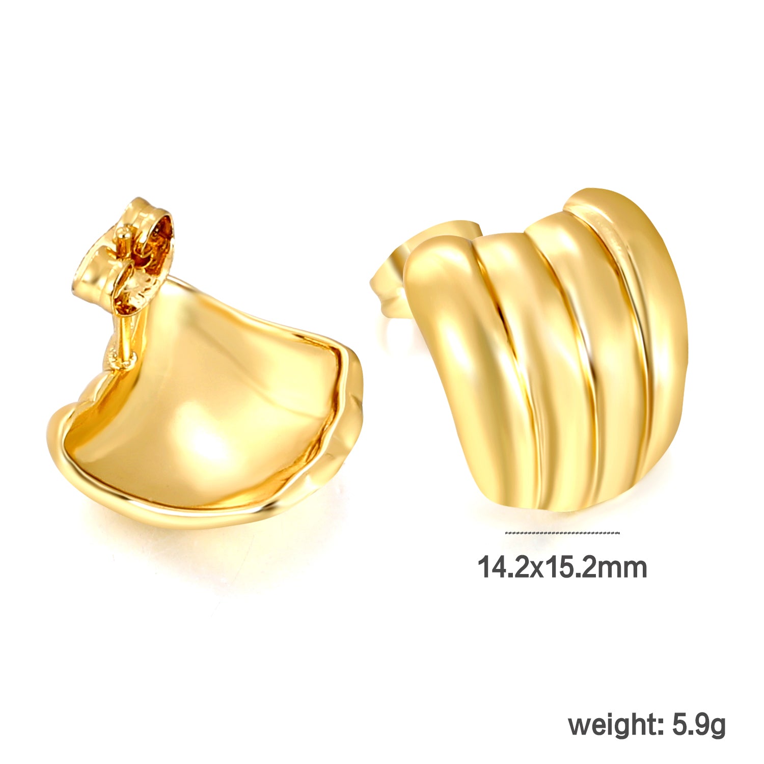 Golden banana oil drop earrings jewelry suppliers dimension diagram with measurements
