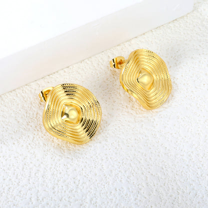 Golden square wavy piece earrings jewelry supplierHigh-resolution Lifestyle Photos