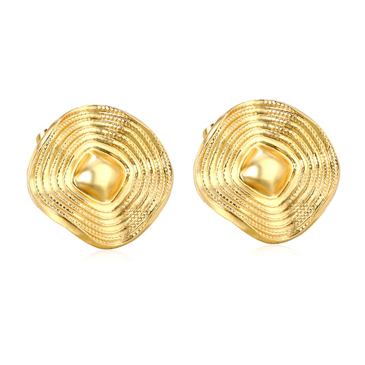 Golden square wavy piece earrings jewelry supplierHigh-resolution on white background