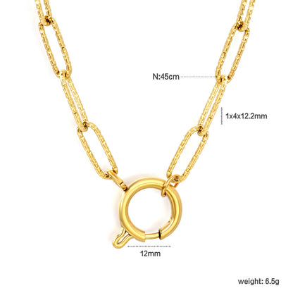 Minimalist Distressed Metal Oval Link Chain Albert Clasp Necklaces