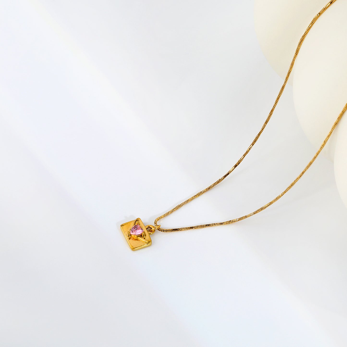 Sweet Romantic 3D Envelope Pendant Necklaces Pink Heart Jewel Choker
