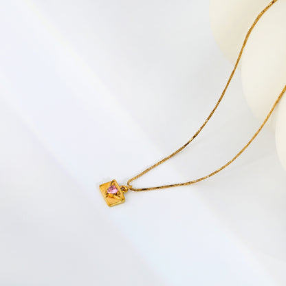 Sweet Romantic 3D Envelope Pendant Necklaces Pink Heart Jewel Choker