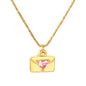 Sweet Romantic 3D Envelope Pendant Necklaces Pink Heart Jewel Choker