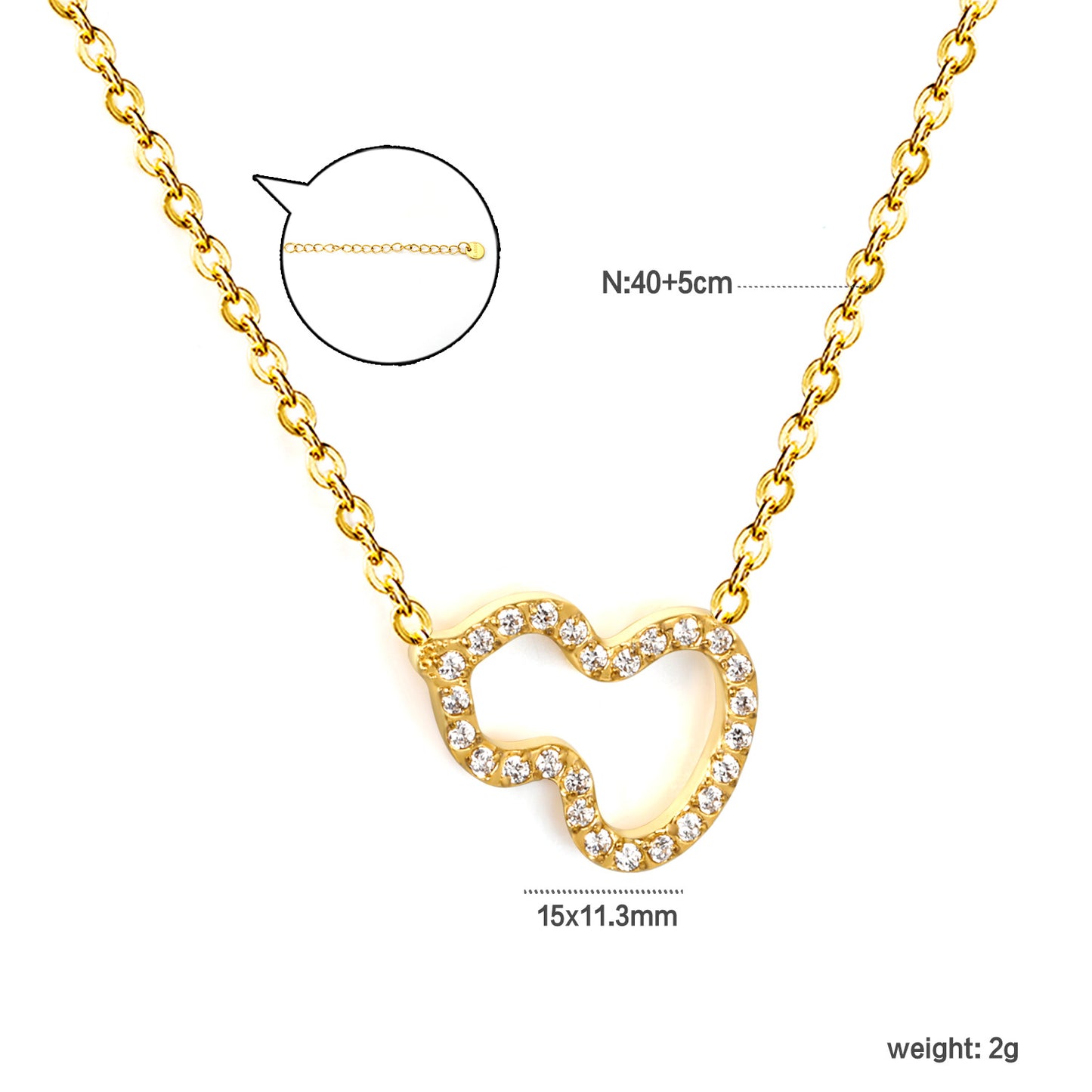 Bulk Buy 304L Steel Sparkling Hollow Heart Chokers Necklaces Supplier