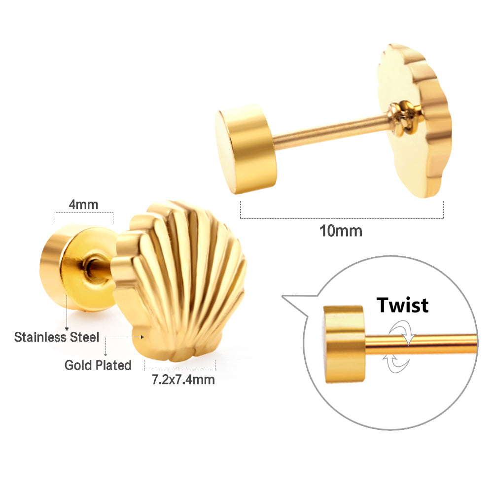 Wholesale Golden Shell Stud Earrings for Merchants