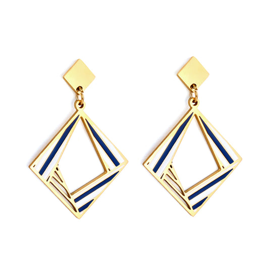 Bulk 18K Gold Geometric Diamond Hoop Earrings Modern Style