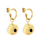 Wholesale 18K Gold Black Snail Enamel Drop Earrings Golden Shine