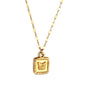 Bulk gold-plated square pendant necklace with butterfly relief engraving inside. Luxurious and exquisite.