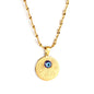 Bulk Stainless Steel Gold Tone Blue Eye Sun Necklace Mystical Vibe