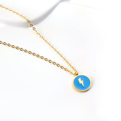 Wholesale Stainless Steel Gold Tone Purple Lightning Circle Necklace Trendy Appeal