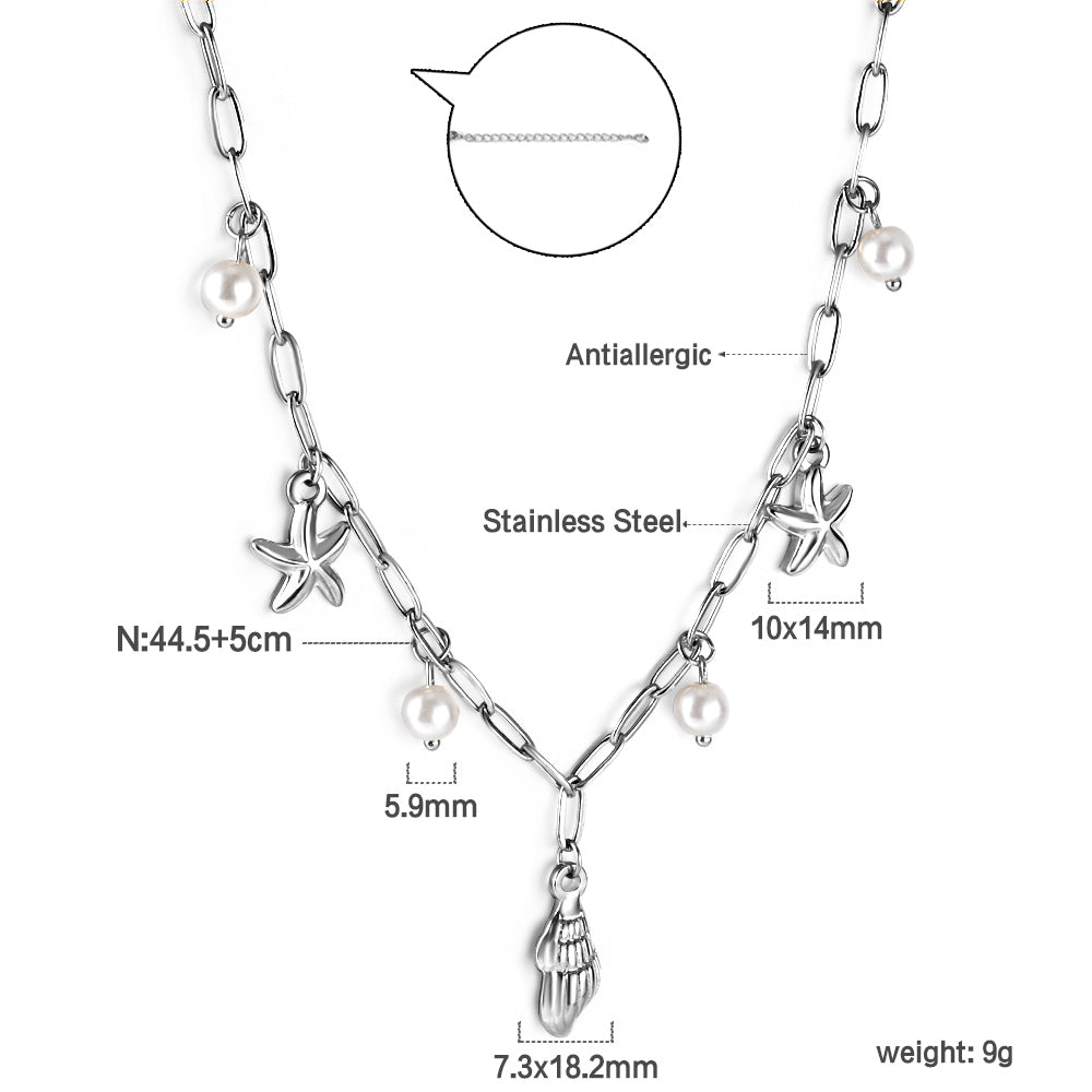 Bulk Stainless Steel Decorative Element Pendant Necklace Dainty Delicate Style