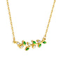 Bulk Stainless Steel Gold Tone Green Leaf Chain Necklace Natural Beauty