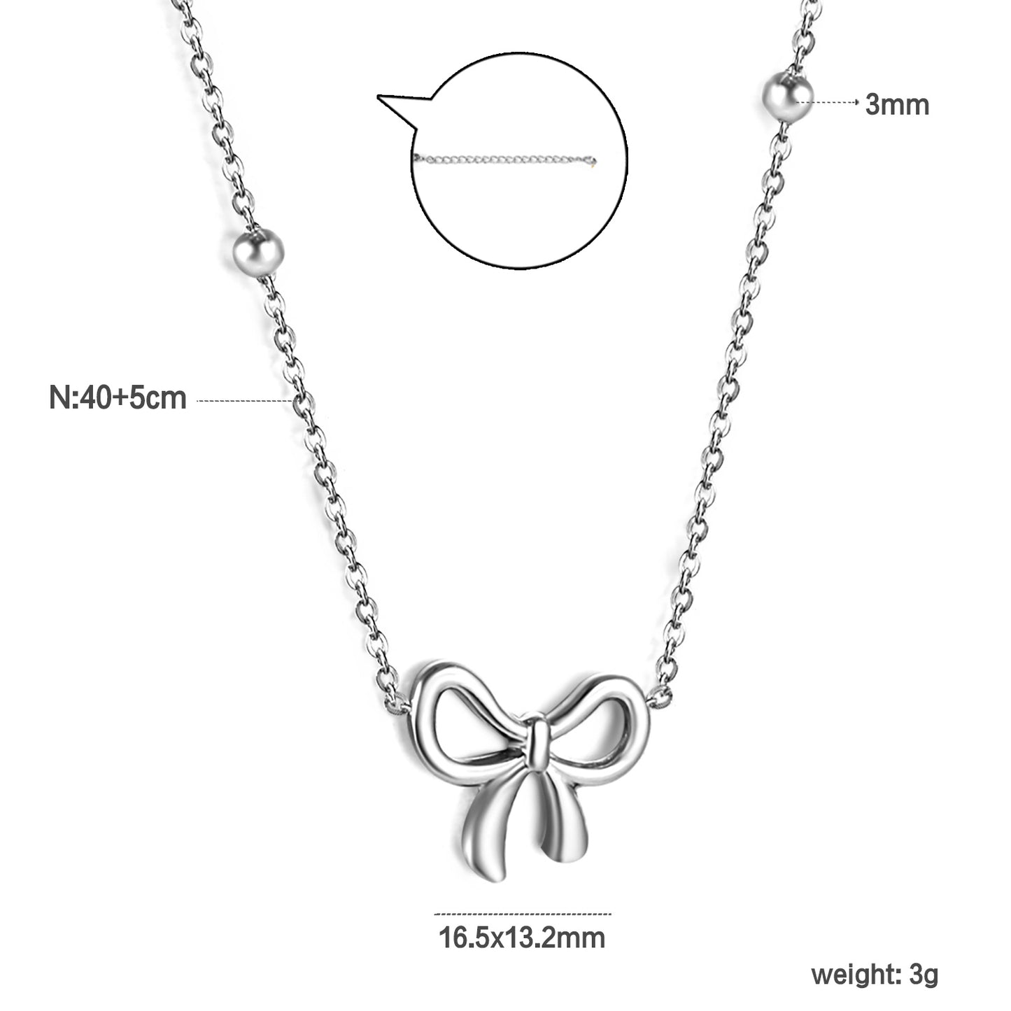 Bulk Stainless Steel Gold Tone Bowknot Necklace Sweet Delight