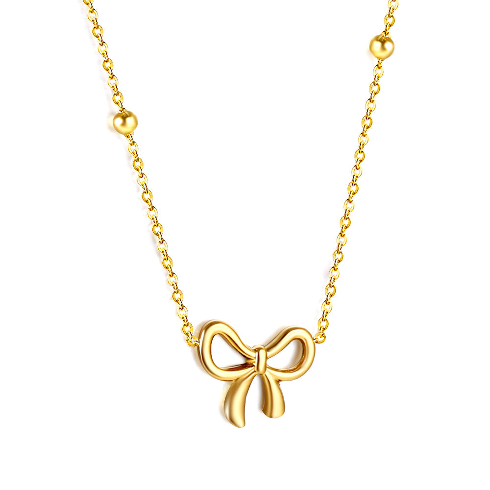 Bulk Stainless Steel Gold Tone Bowknot Necklace Sweet Delight