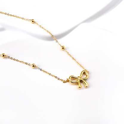 Bulk Stainless Steel Gold Tone Bowknot Necklace Sweet Delight