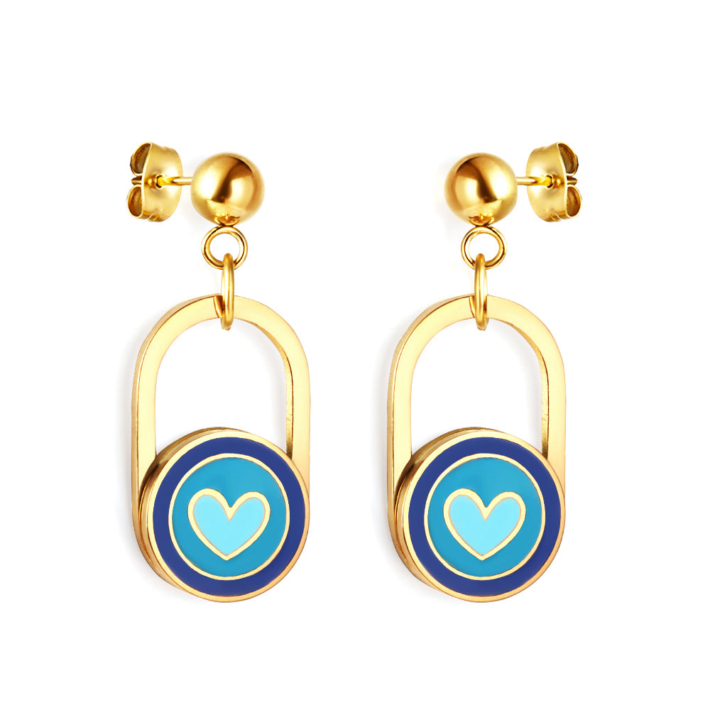 Bulk 18K Gold Heart - circle Hoop Earrings Charming Design