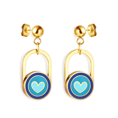 Bulk 18K Gold Heart - circle Hoop Earrings Charming Design