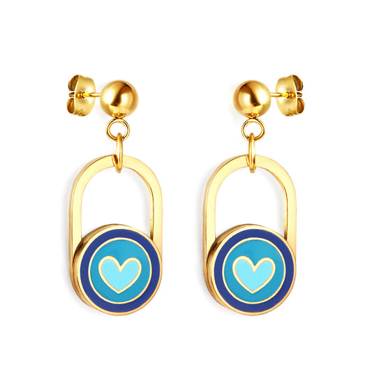 Bulk 18K Gold Heart - circle Hoop Earrings Charming Design