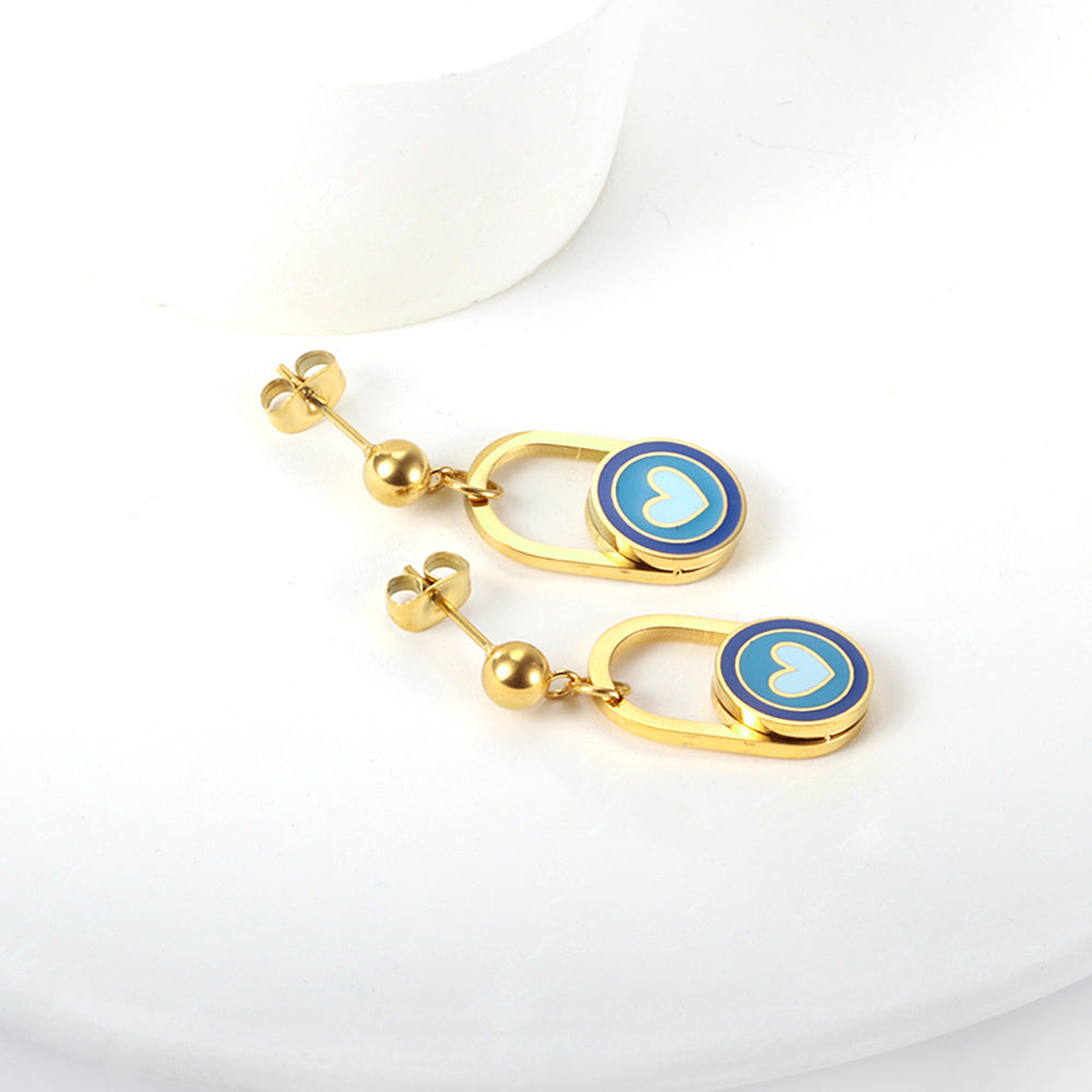 Bulk 18K Gold Heart - circle Hoop Earrings Charming Design