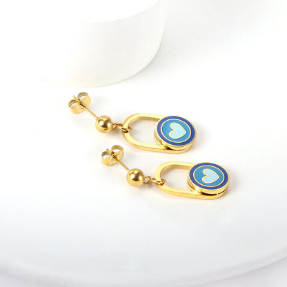 Bulk 18K Gold Heart - circle Hoop Earrings Charming Design
