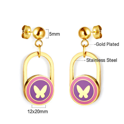 Wholesale 18K Gold Steel Beads with Oval Skeleton Round with Heart Mixed Color Stud Earrings