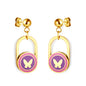 Wholesale 18K Gold Steel Beads with Oval Skeleton Round with Heart Mixed Color Stud Earrings