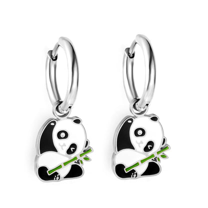 Wholesale 18K Gold Circle with Mixed Color Panda Earrings