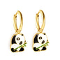 Wholesale 18K Gold Circle with Mixed Color Panda Earrings