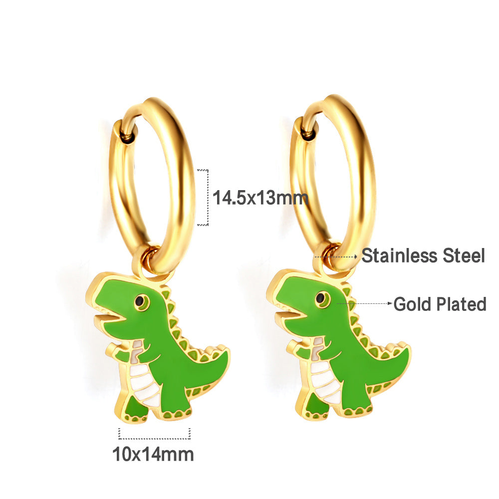 Wholesale 18K Gold Fun - filled Dinosaur Hoop Earrings