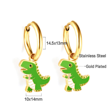 Wholesale 18K Gold Fun - filled Dinosaur Hoop Earrings