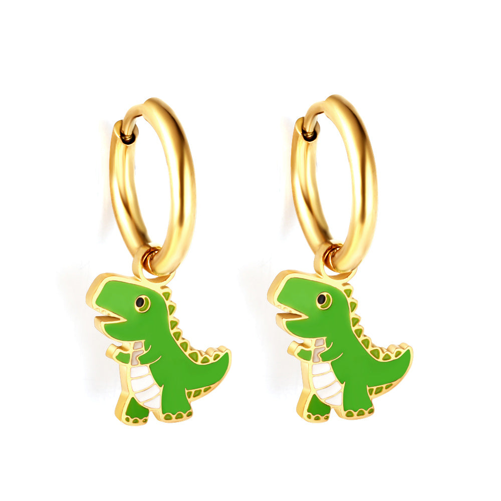 Wholesale 18K Gold Fun - filled Dinosaur Hoop Earrings