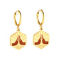 Wholesale 18K Gold Circle with Champagne Color Hexagonal Double Palm Stud Earrings