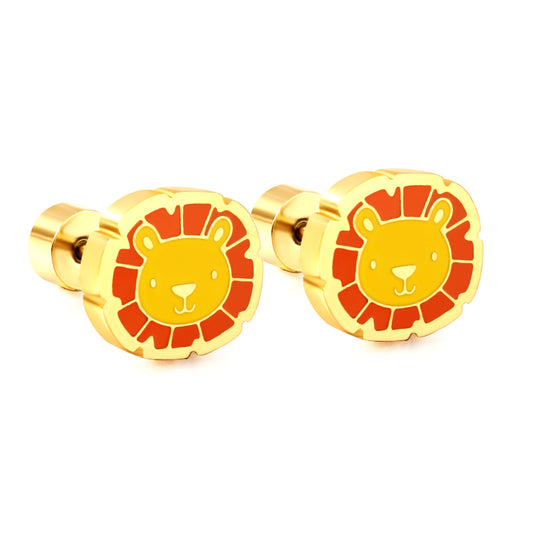 Wholesale 18K Gold Animal Stud Earrings Cute Lion Design