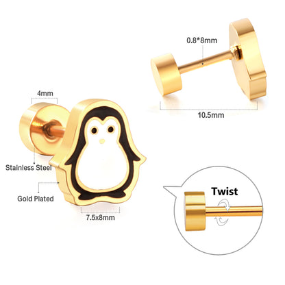 Bulk Penguin Stud Earrings Monochrome Elegance