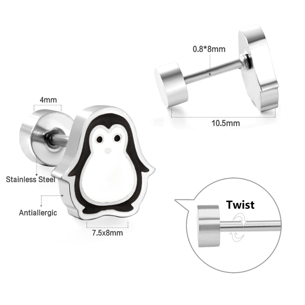 Bulk Penguin Stud Earrings Monochrome Elegance