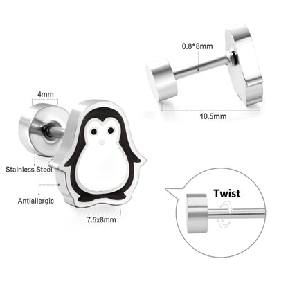 Bulk Penguin Stud Earrings Monochrome Elegance