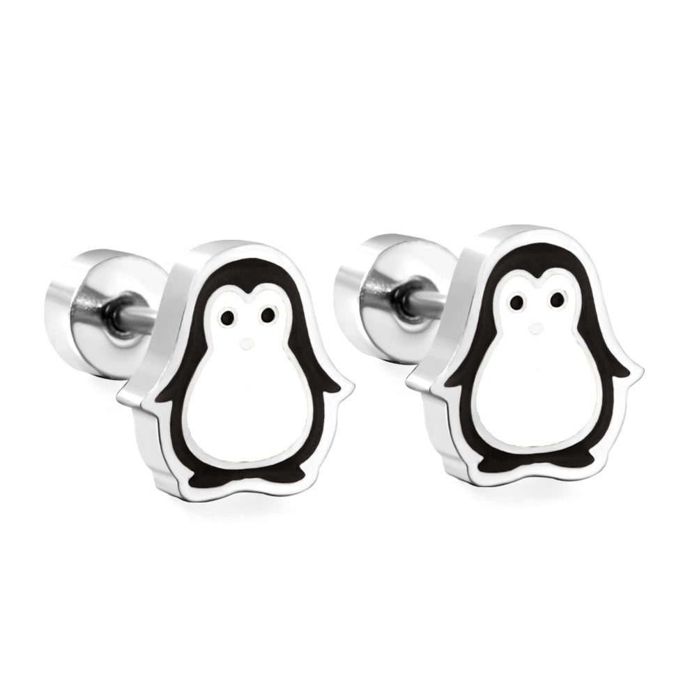 Bulk Penguin Stud Earrings Monochrome Elegance
