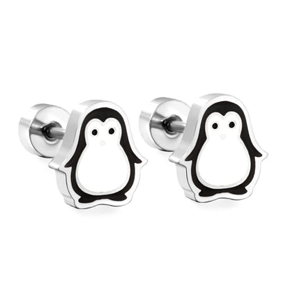 Bulk Penguin Stud Earrings Monochrome Elegance