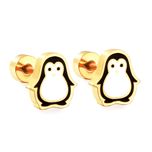 Bulk Penguin Stud Earrings Monochrome Elegance