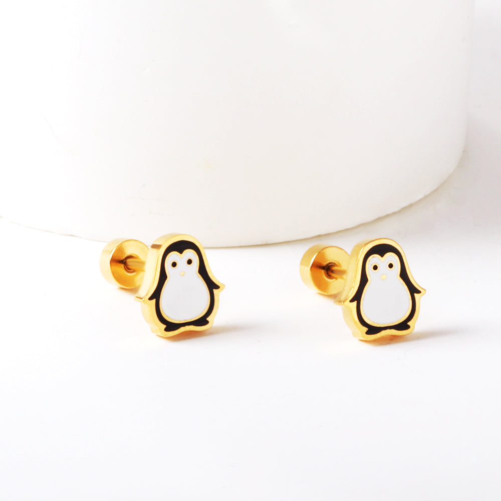 Bulk Penguin Stud Earrings Monochrome Elegance