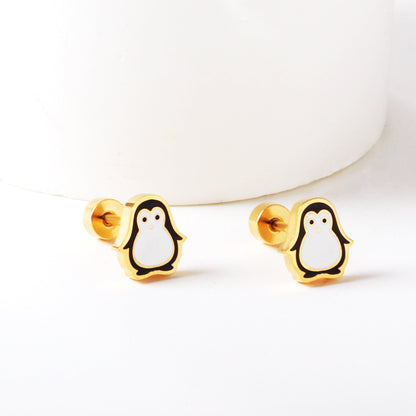 Bulk Penguin Stud Earrings Monochrome Elegance