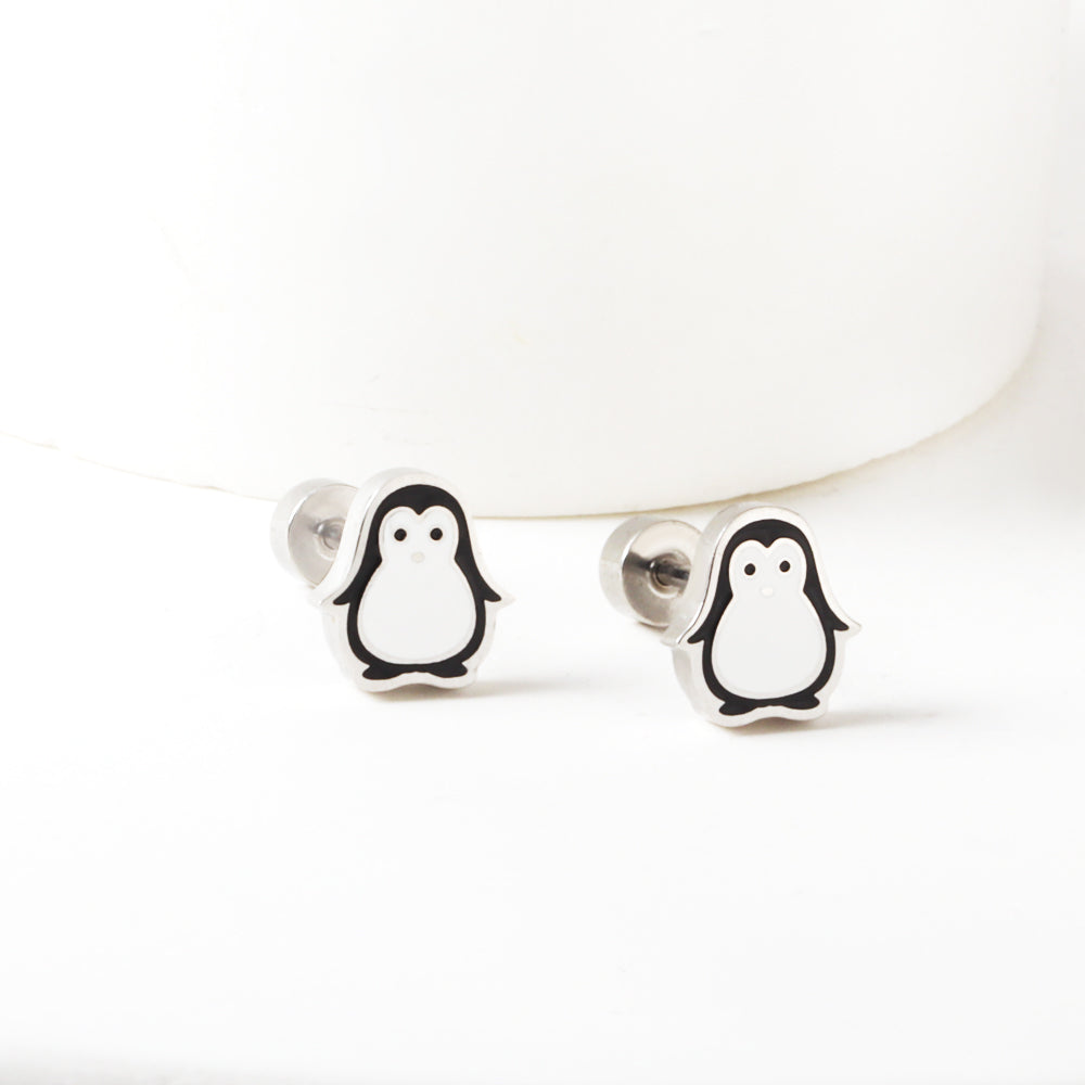 Bulk Penguin Stud Earrings Monochrome Elegance