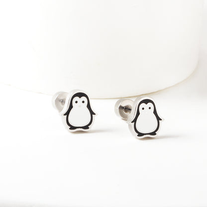 Bulk Penguin Stud Earrings Monochrome Elegance