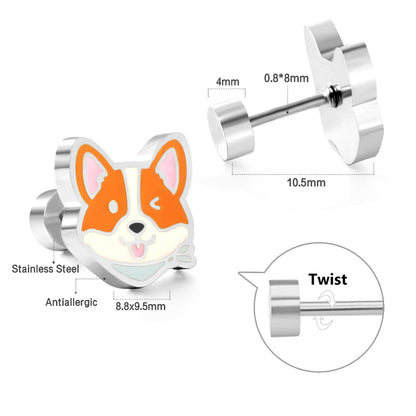 Wholesale 18K Gold Animal Stud Earrings Lovely Corgi Design