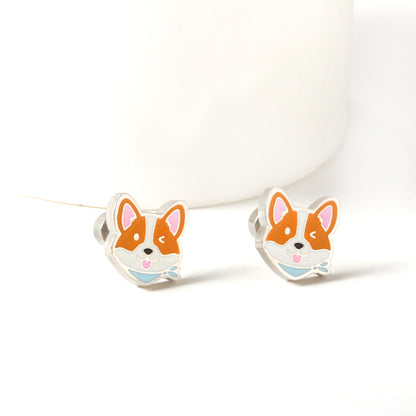 Wholesale 18K Gold Animal Stud Earrings Lovely Corgi Design