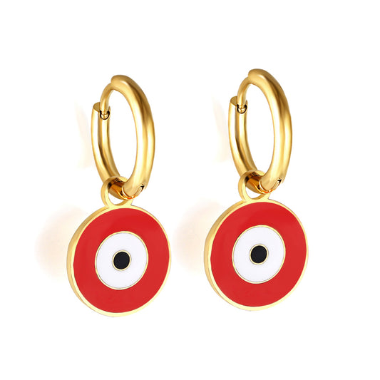 Wholesale 18K Gold Evil - eye Design Hoop Earrings Stylish Ornament