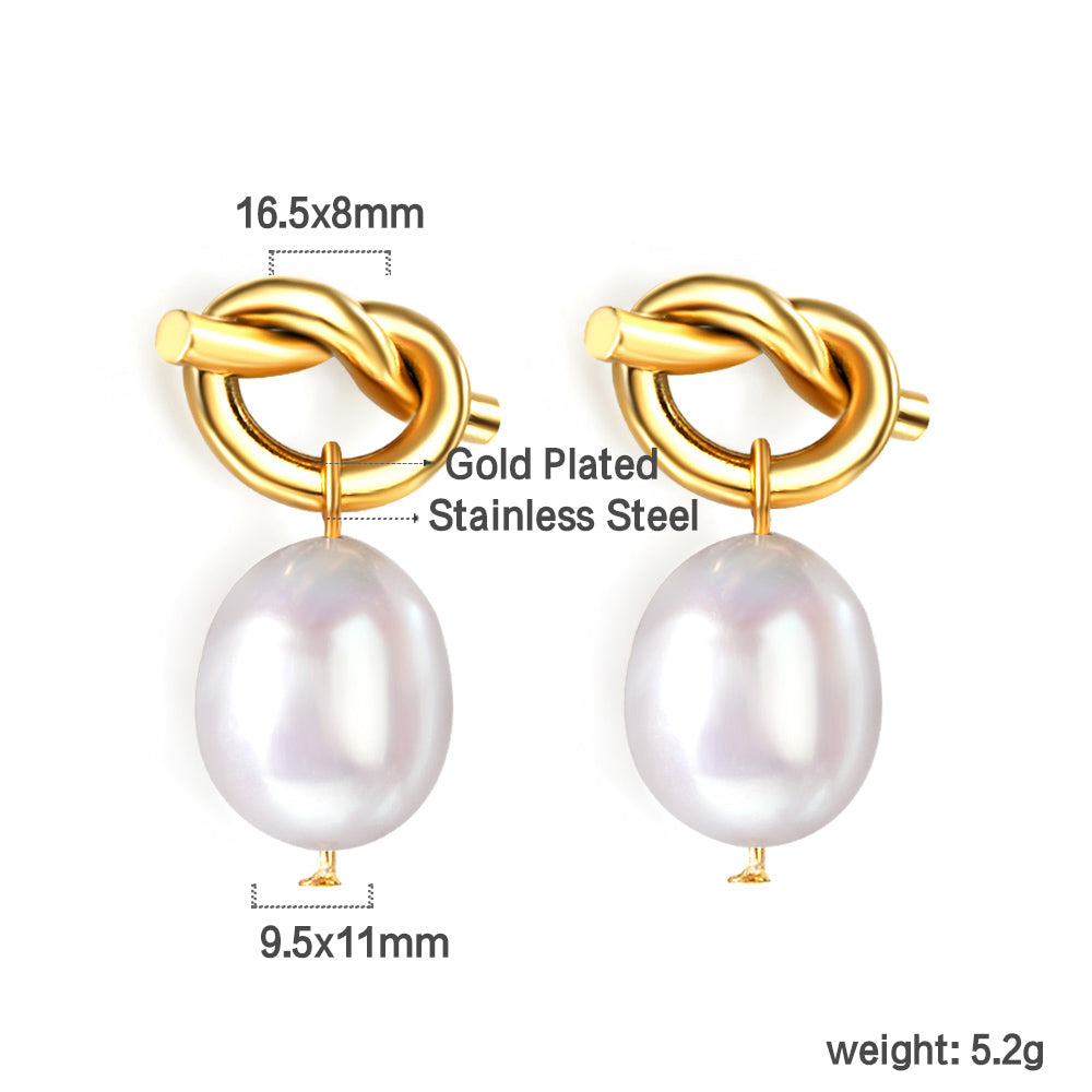 Wholesale 18K Gold Knot - pearl Hoop Earrings - Stylish & Unique