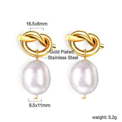 Wholesale 18K Gold Knot - pearl Hoop Earrings - Stylish & Unique