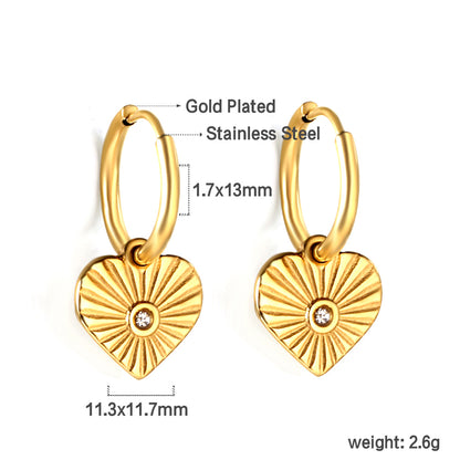 Wholesale 18K Gold Circle with Heart White Diamond Earrings